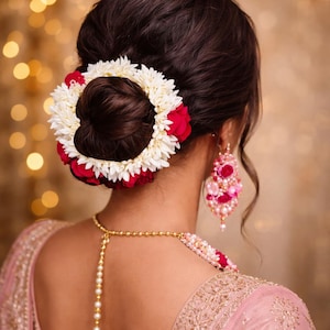 3 Stück duftende Mogra Scrunchies Brötchen Blumenhaar Gajra Für Frauen Indische Braut Accessoires