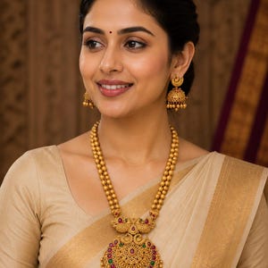 1 Gram Gold Necklace Set For Women South Indian Wedding Ethnic Jewelry Choker Style