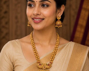 1 Gram Gold Necklace Set For Women South Indian Wedding Ethnic Jewelry Choker Style