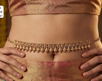 Gold Waist Belt For Women Free Size Vaddanam Hip Belt kamarband Dance Jewelry Body