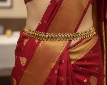 Gold Waist Belt For Women Free Size Vaddanam Hip Belt kamarband Dance Jewelry Body