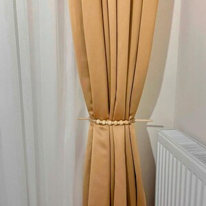 Boho Wood Bead Curtain Tieback 100cm – Natural Rustic Drapery Holder, Handmade Minimalist Curtain Accessory for Modern Homes