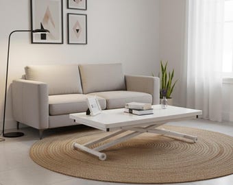 Expandable Coffee to Dining Table | Adjustable Height Modern Table with Wheels | Multifunctional MDF Furniture