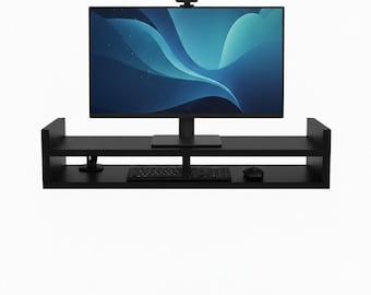Wooden Monitor Stand with Shelf | Desk Organizer Riser (72 cm)