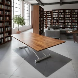 Utdragbart smart matbord, MDF-skiva, svarta metallben