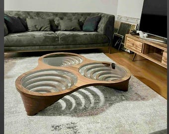Ręcznie robiony stolik kawowy Galaxy z orzecha włoskiego: nowoczesne meble do salonu