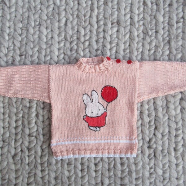 pink knitted babysweater size 68 bunny