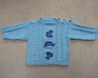 blue babysweater size 68 with fishes