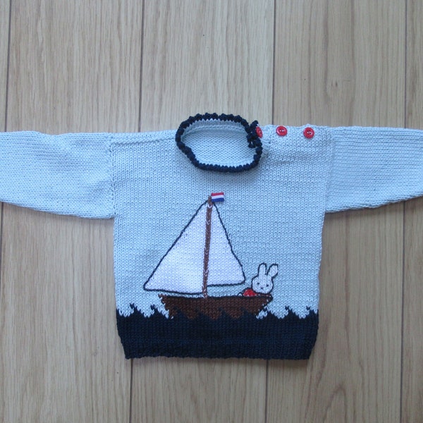 babysweater size 68 rabbit in boat