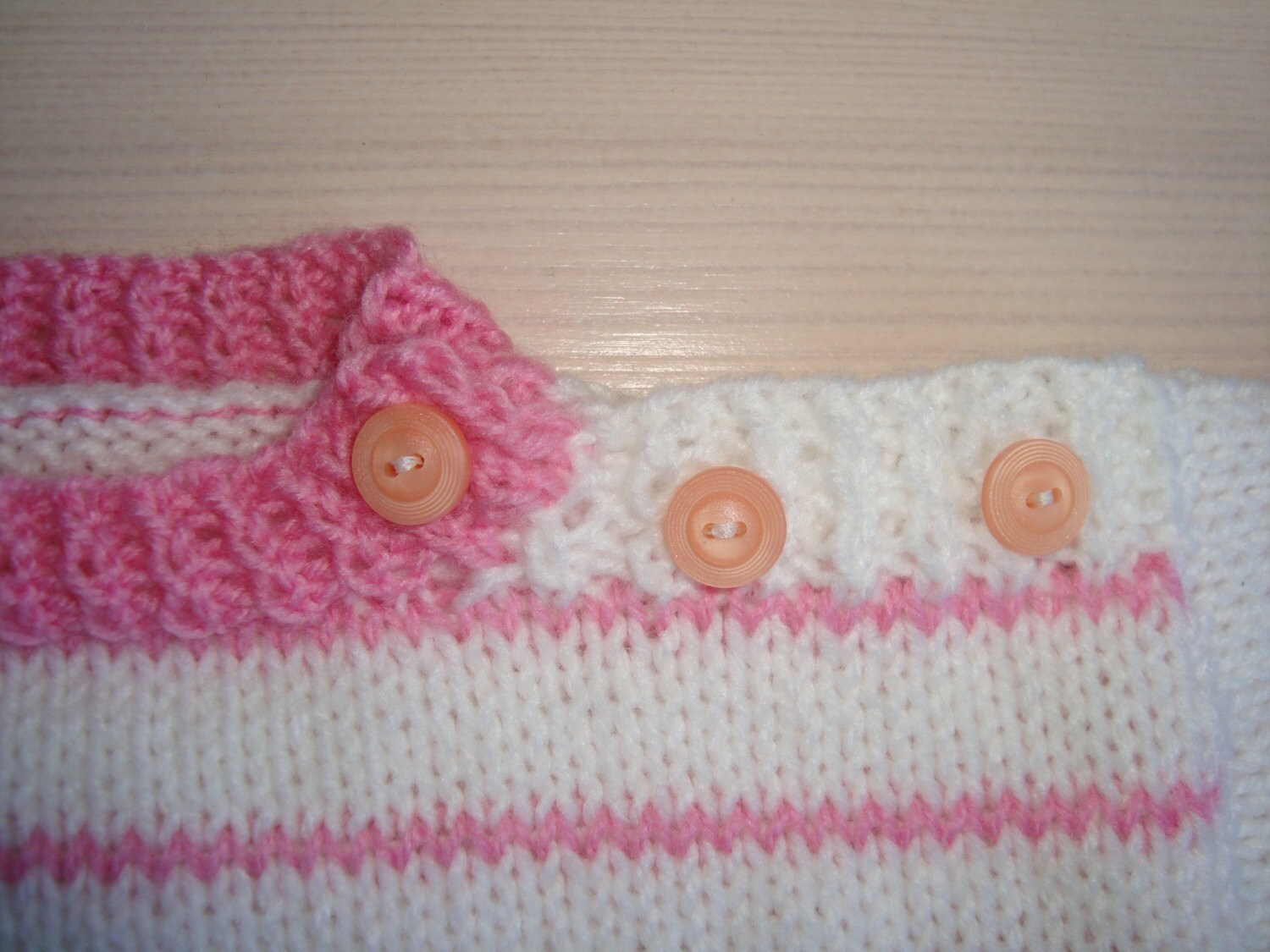 Handknitted Babysweater Pink and White With Flowers - Etsy