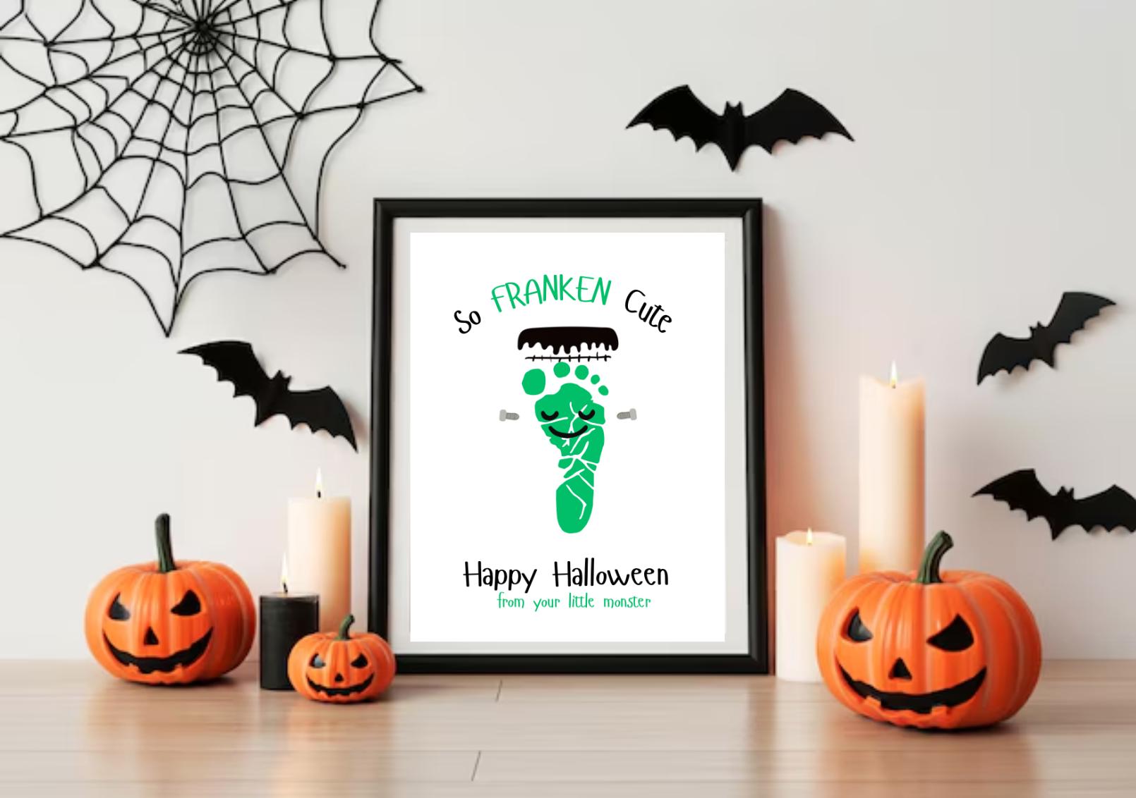 35 Crazy Fun Monster Crafts for Kids That Are Super Adorable 14 So Franken Cute Halloween Footprint Craft DIY Monster Footprint Art…