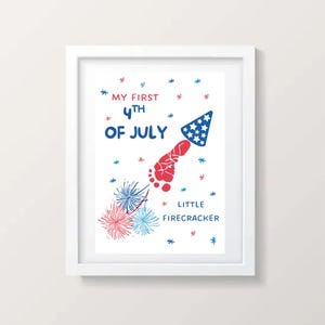 Mon premier 4 juillet, création artisanale d&#39;empreintes de petit pétard, création d&#39;empreintes de pas du 4 juillet, souvenir souvenir, ma première empreinte, téléchargement numérique
