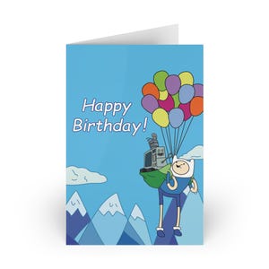 Finn & Neptr "Happy Birthday" Adventure Time Inspired Greeting Cards (1 or 10-pcs)