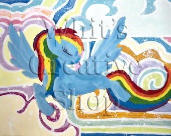 Floating on Air Rainbow Dash (My Little Pony Fan Art-20"x16" Acrylic on Canvas)