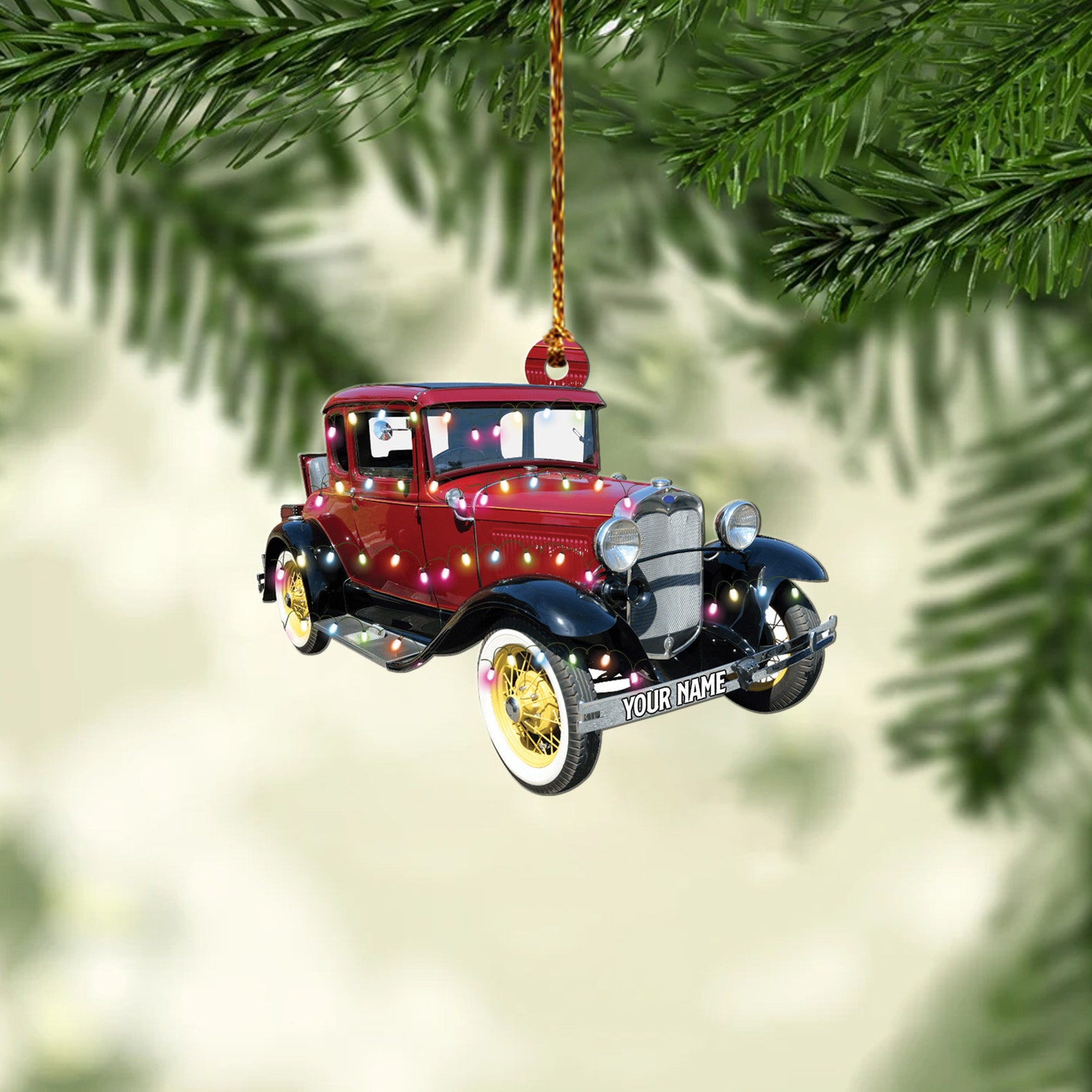 Personalized Vintage Car Christmas Light Car Ornament Car Etsy