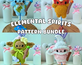 Bundel met Elemental Spirits-haakpatroon: kawaii knuffels (pdf-download)