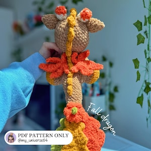 Fall Dragon Crochet PDF Pattern, Amigurumi Dragon Tutorial, Autumn Plushie, Digital Download