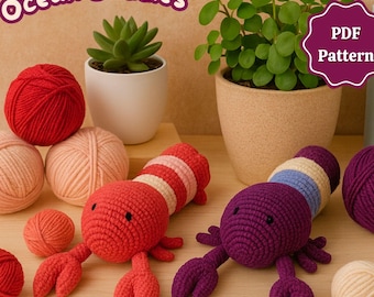 Lobster Amigurumi Crochet Pattern PDF | Amigurumi Sea Animal | Cute Sea Animal Plush Toy |Stuffed Animal Pattern | Digital Download