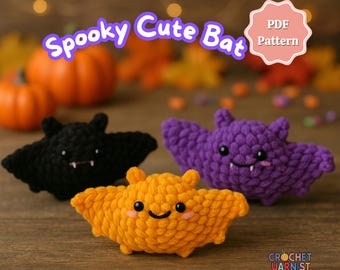 No-Sew Bat Crochet Pattern | Halloween Amigurumi Bat Soft Toy | Spooky Cute Halloween Decor | Soft Plush Bat | Gift for Kids & Collectors