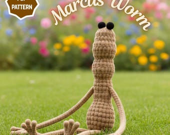 Marcus the Worm Crochet Pattern PDF | Beginner Amigurumi | No Sew Crochet Worm Plush | Easy Low Sew Crochet Tutorial