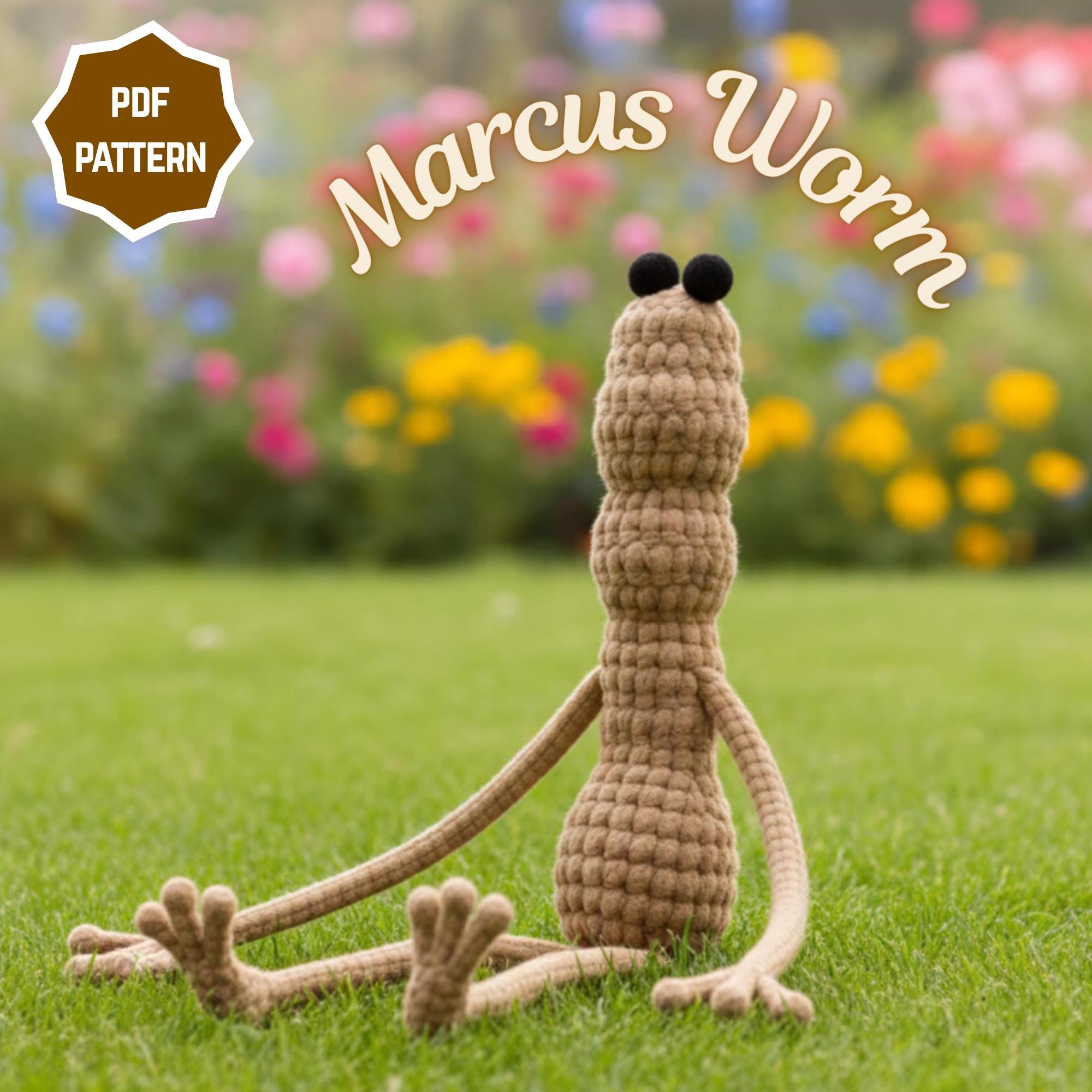 40 Crochet Snails, Slugs, Caterpillars, and Worms Patterns Worth Noticing 15 Marcus the Worm Beginner Amigurumi Crochet Worm Plush