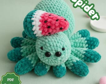 Cute Crochet Spider Amigurumi Pattern – Halloween Plushie – Beginner Friendly No-Sew PDF – Easy Animal Crochet