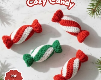 Christmas Crochet Pattern Cozy Candy Cane Plushie – Easy No-Sew Christmas Plush, Candy Cane Pillow PDF, Winter DIY Crochet Tutorial