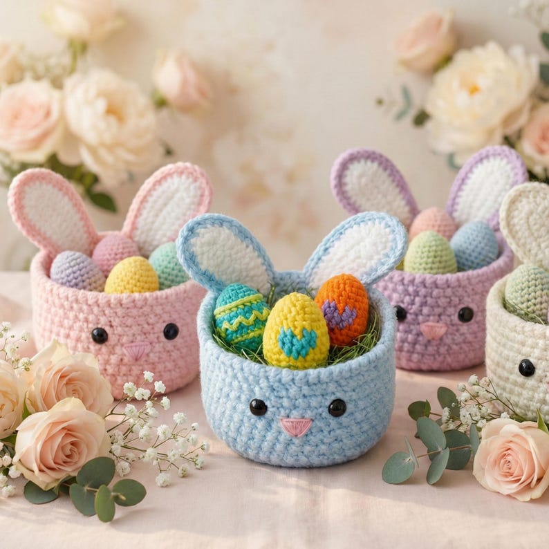 Easter Bunny Basket Crochet Pattern PDF, Spring Decor & Nursery Gift ...