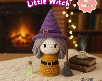 Halloween Little Witch Crochet Pattern PDF | Halloween Amigurumi Doll | Beginner-Friendly Crochet Tutorial | Cute Witch Plush Pattern