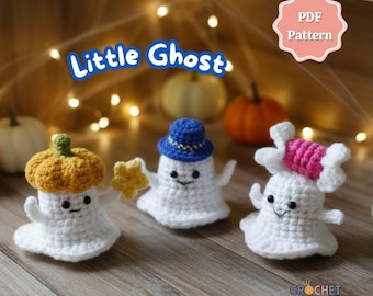 Häkelanleitung für Geister (ohne Nähen) | Mini-Geister-Trio-Häkelanleitung (PDF) | Einfache Halloween-Amigurumi-Anleitung | Digitaler Download