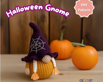 Patrones de crochet: Paquete de gnomo de Halloween con murciélago y calabaza, Patrón de gnomo de crochet de Halloween, Patrón de calabaza de crochet, Patrón de murciélago de crochet