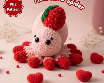 Strawberry Spider Crochet Pattern | Valentine Amigurumi PDF | Kawaii Love Spider Plush | Crochet Gift Pattern | Valentine pattern