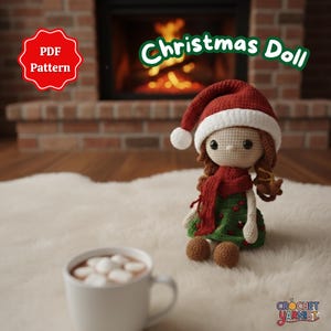 Christmas Doll Crochet Pattern | Cute Xmas Amigurumi PDF | Christmas Plush Toy DIY | Crochet Doll Pattern | Holiday Amigurumi Tutorial