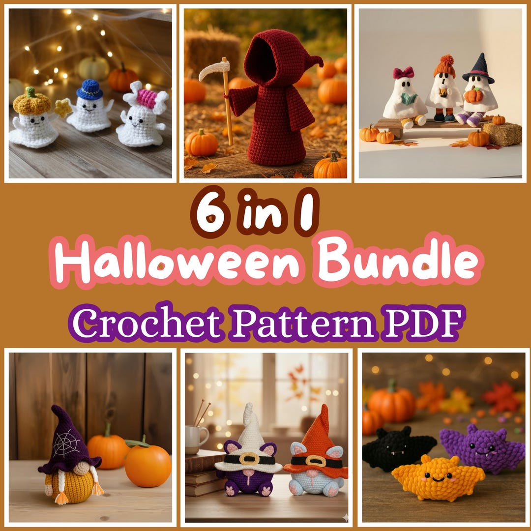 Halloween Crochet Pattern PDF Bundle 6 in 1 Amigurumi Designs | Grim ...