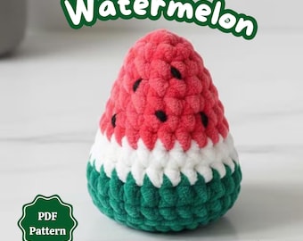 Crochet Watermelon Pattern PDF, Mini Fruit Amigurumi Plush, Easy Beginner Crochet Kids Toy, keychain crochet pattern