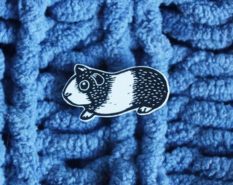 Guinea Pig Pin, Guinea Pig Badge, Shrink Plastic Jewelry, Handmade Jewelry, Kat Lendacka