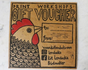 Gift Voucher for Introduction to Linocut workshop - Linocut - Yardley Arts - Yardley Hastings - Kat Lendacka