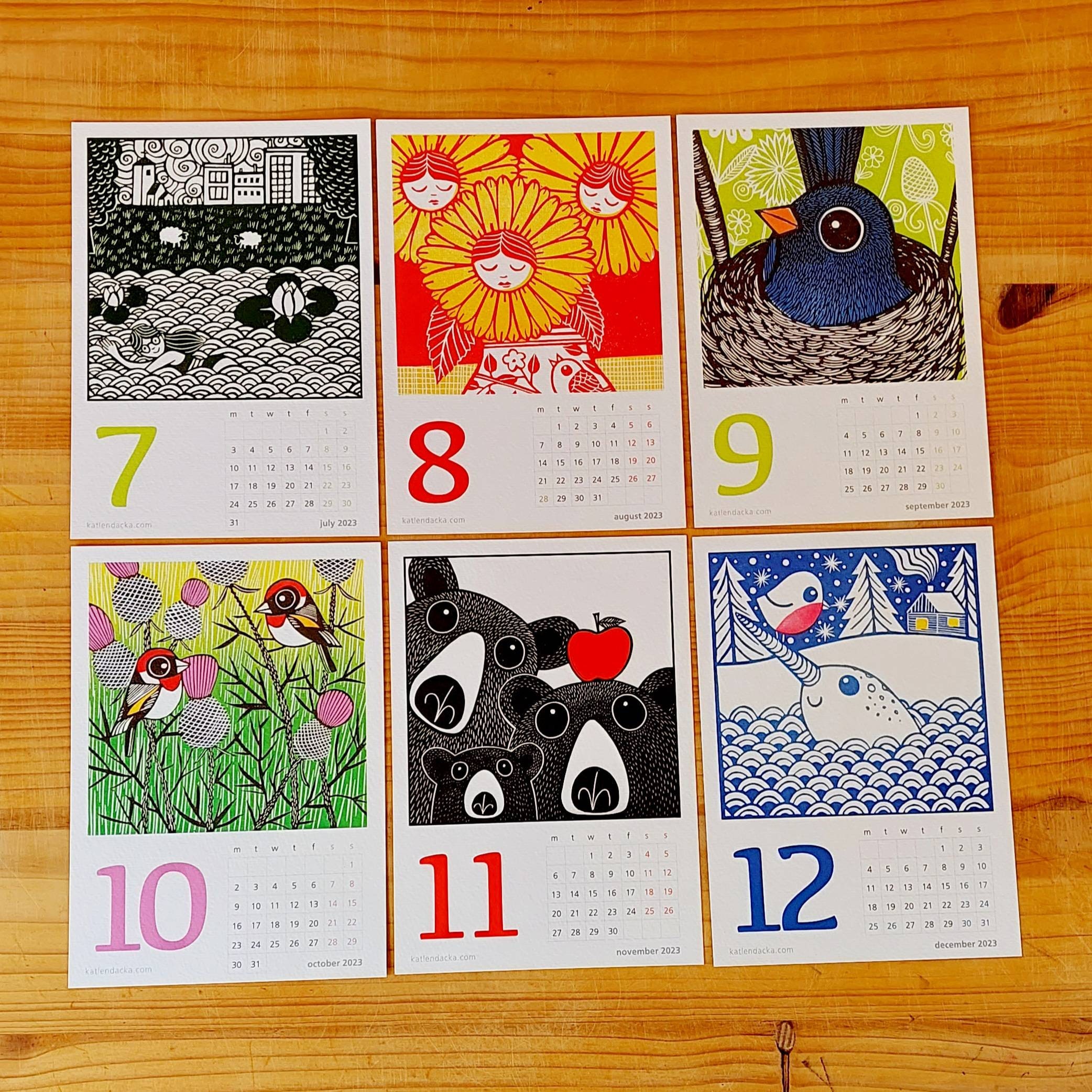 Linocut Calendar 2023 Desk Calendar Wall Calendar Kat Etsy UK