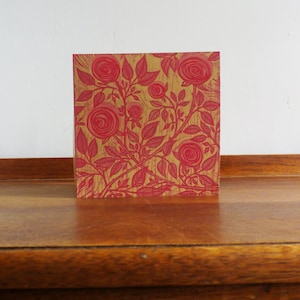 Rosen Linoldruck, Floraler Linoldruck, Muttertag, Handgedruckte Karte, Florale Linoldruckkarte, Kat Lendacka, gratis Porto