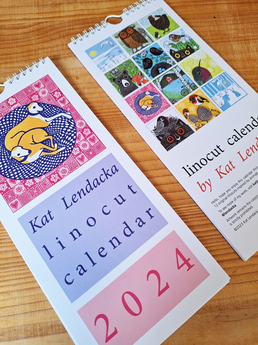 2024 Wall Calendar Linocut Calendar Kat Lendacka Monthly Etsy