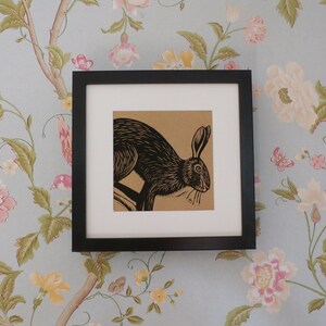 Hare Linocut Print, Hare Linocut Greeting Card, Woodland Animal, Linoprint Card, Blank Greeting Card, Kat Lendacka, Free Postage in UK, image 2