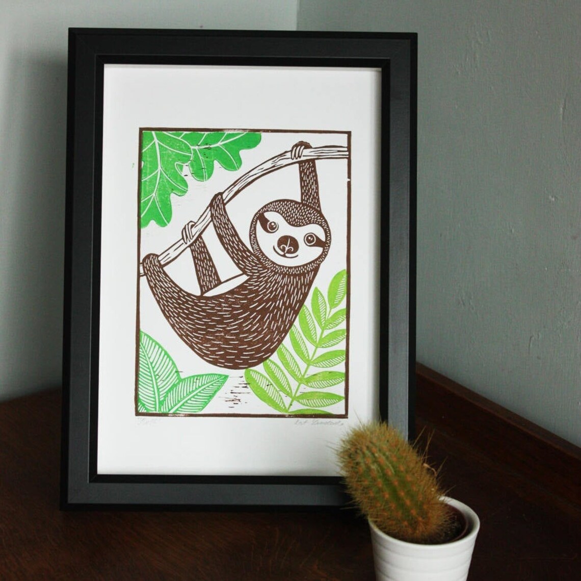 Sloth Linocut - Original Linocut Print - Signed Open Edition - Kat ...