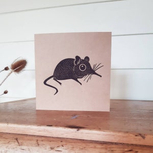 Somali Elefant Spitzmaus Linoldruck, Linolschnitt Grußkarte, Spitzmaus Linoldruck, Kat Lendacka, Versandkostenfrei