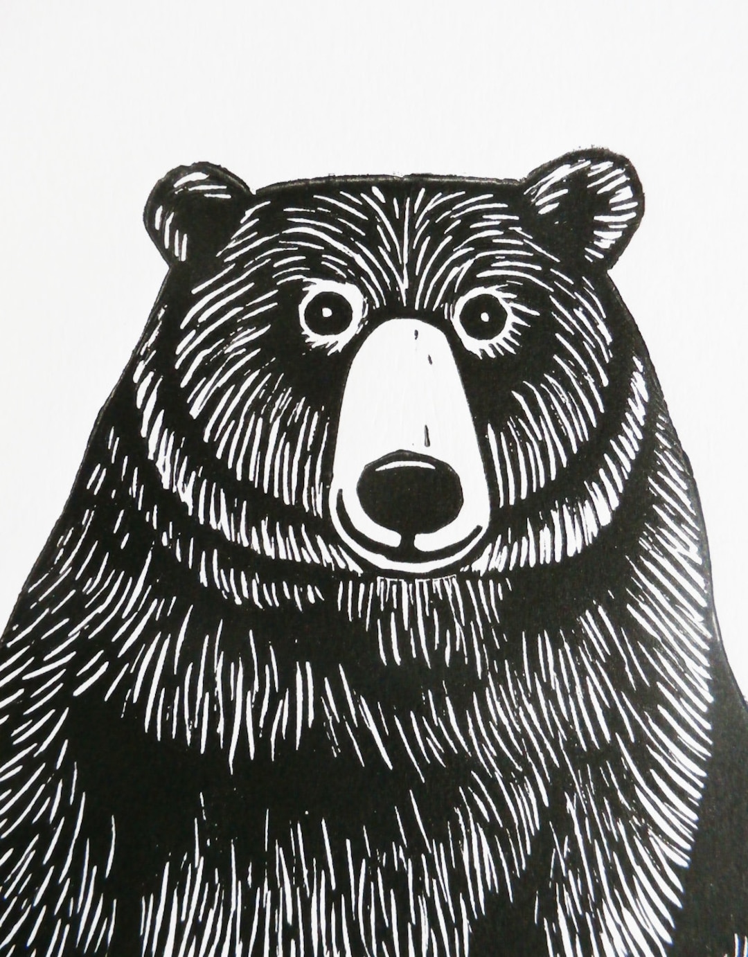 Bear, Original Linocut Print, Signed Limited Edition of 50