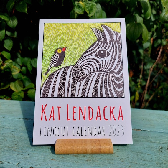 linocut calendar 2023 - desk calendar - wall calendar - kat lendacka calendar – free postage - block print - printmaking