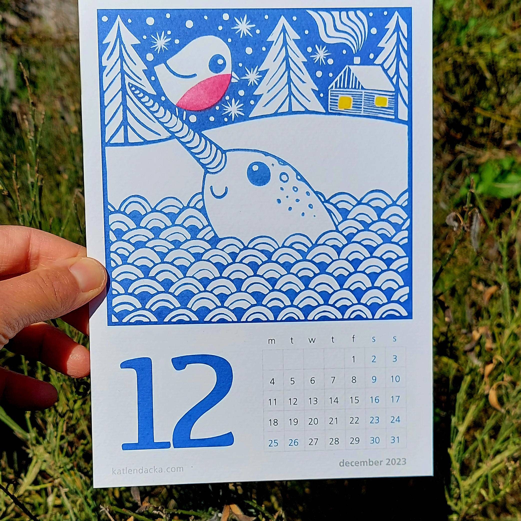 Linocut Calendar 2023 Desk Calendar Wall Calendar Kat Etsy UK