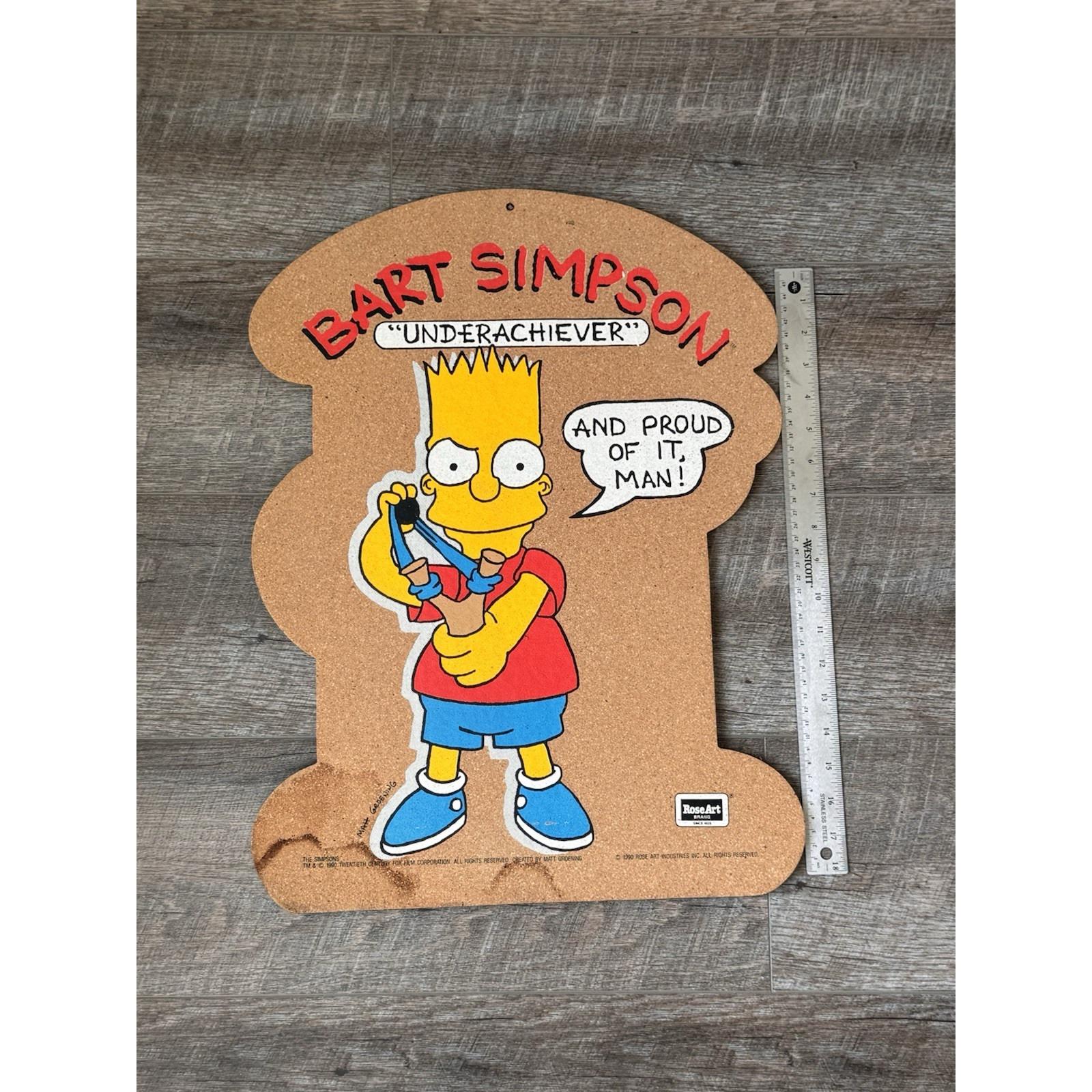 The Simpsons Bart 1990 Cork Board Underachiever & Proud of It 21.5