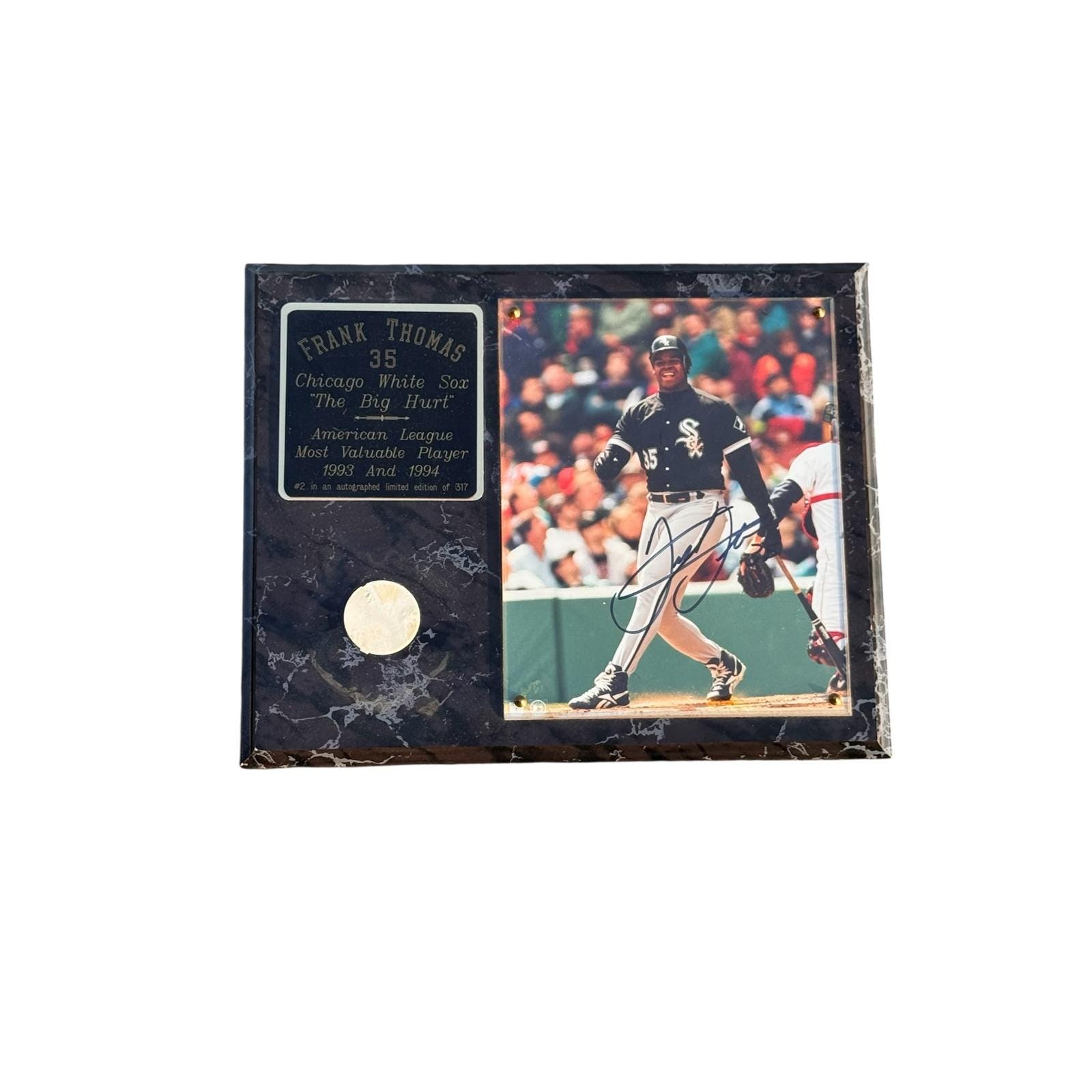 Frank Thomas Signed Plaque Chicago White Sox MVP 