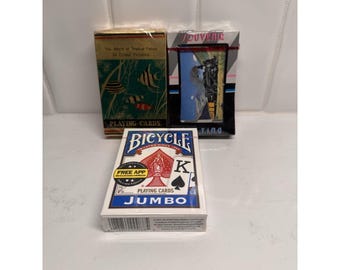 Lote de naipes Bicycle antiguos: barajas de peces y trenes - Nuevas