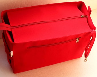 Diaper and Taller Purse organizer for Louis Vuitton Neverfull MM with Zipper closure- Bag organizer insert in Red